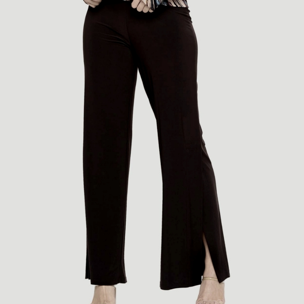 Dressbarn Black Side Slit Wide Leg Pants Size 14 W